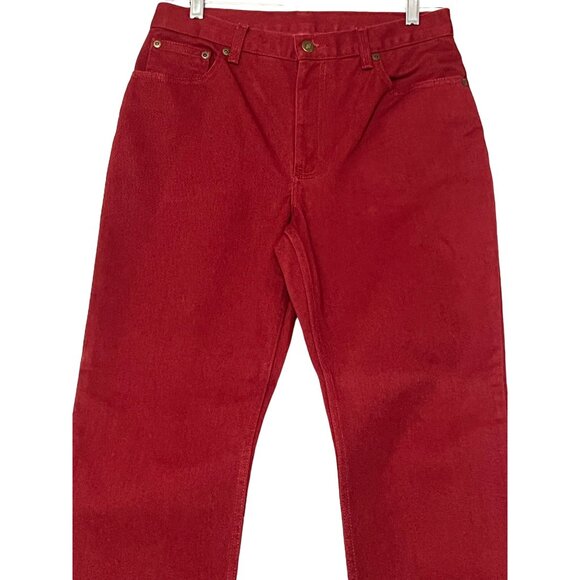 Vintage Jeanology Red Cotton Women's Pants Size 8 Straight Leg 5 Pocket - Picture 2 of 15